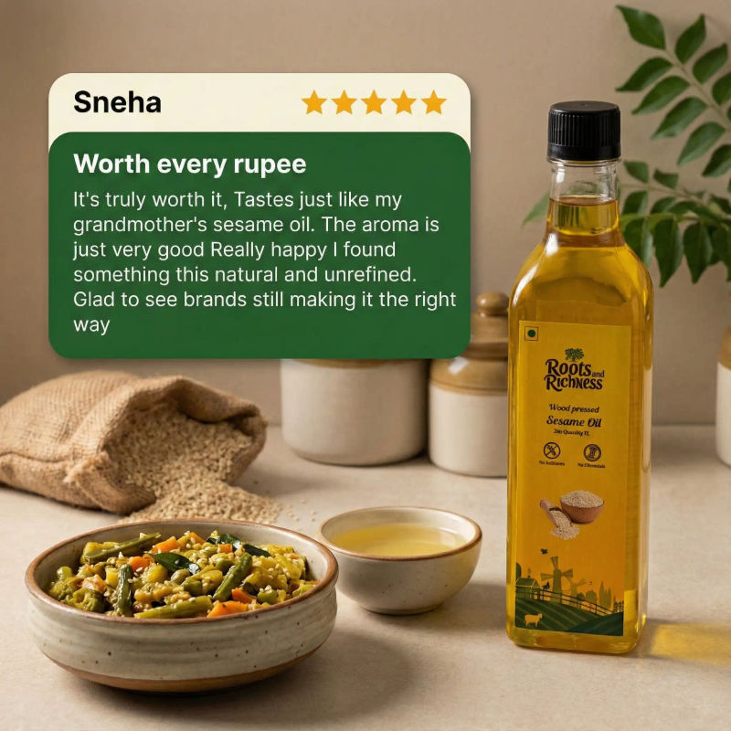 Heritage Wood Pressed Sesame Oil (First Extract) image 3