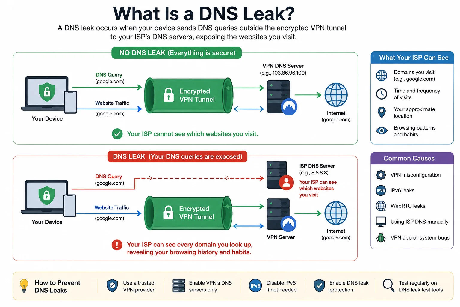 DNS leak test — check if your VPN is leaking DNS queries to your ISP