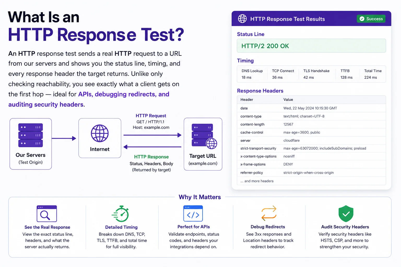 Developer reviewing HTTP responses and server headers on a screen