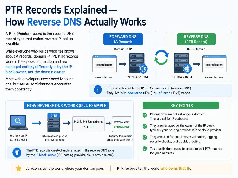 Data centre network infrastructure — PTR records are stored in special DNS zones managed by IP owners