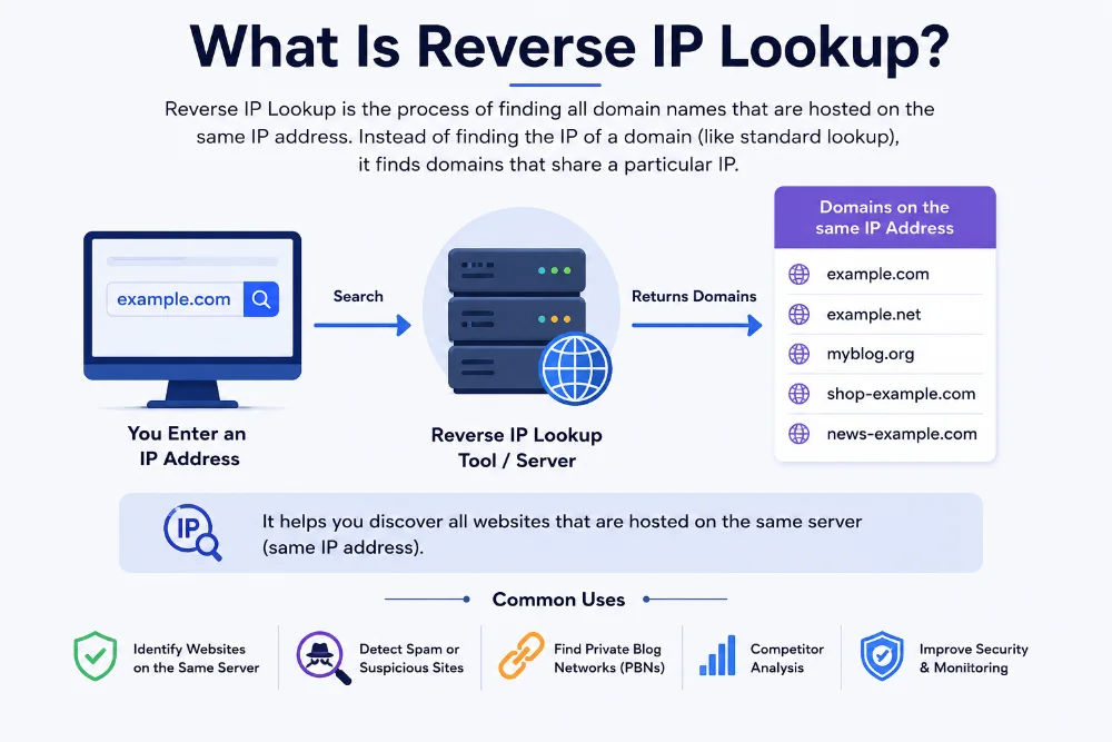 Server rack in a data center — every server IP can be reverse-looked up to reveal its owner and hostname