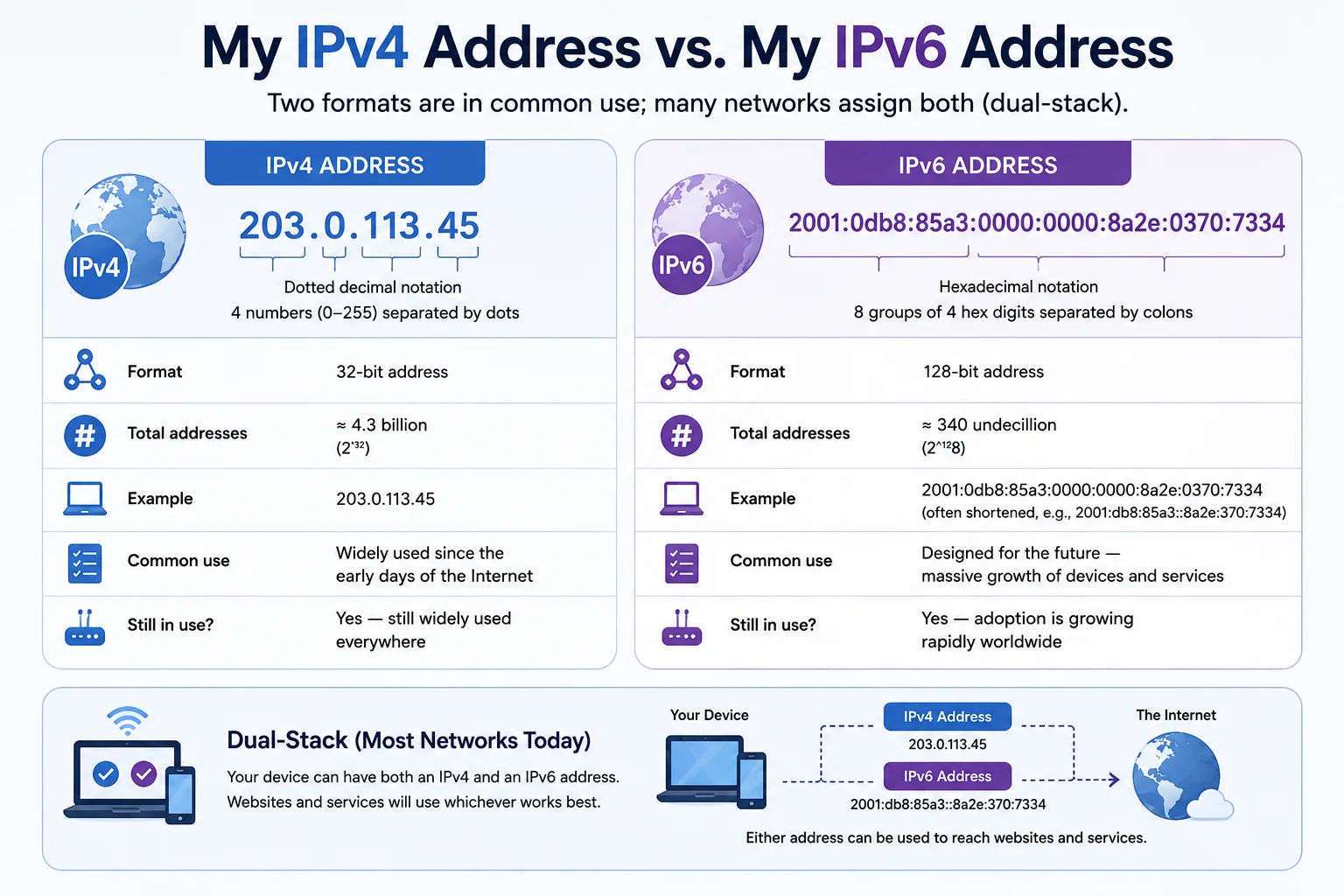 Server infrastructure showing IPv4 and IPv6 dual-stack network configuration
