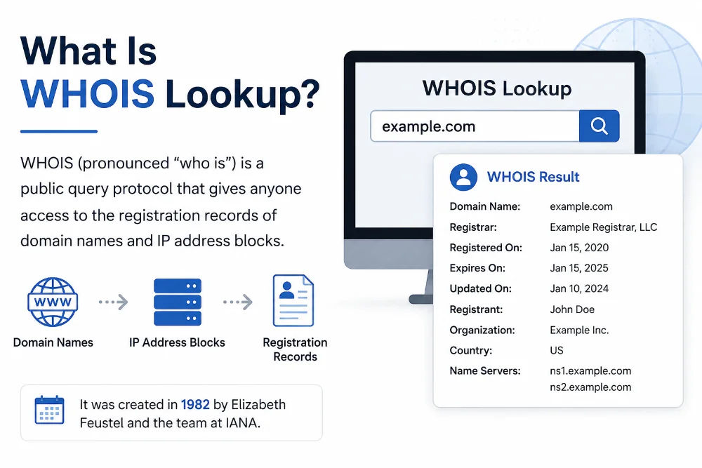 Domain registration and WHOIS lookup — server infrastructure representing internet registry databases