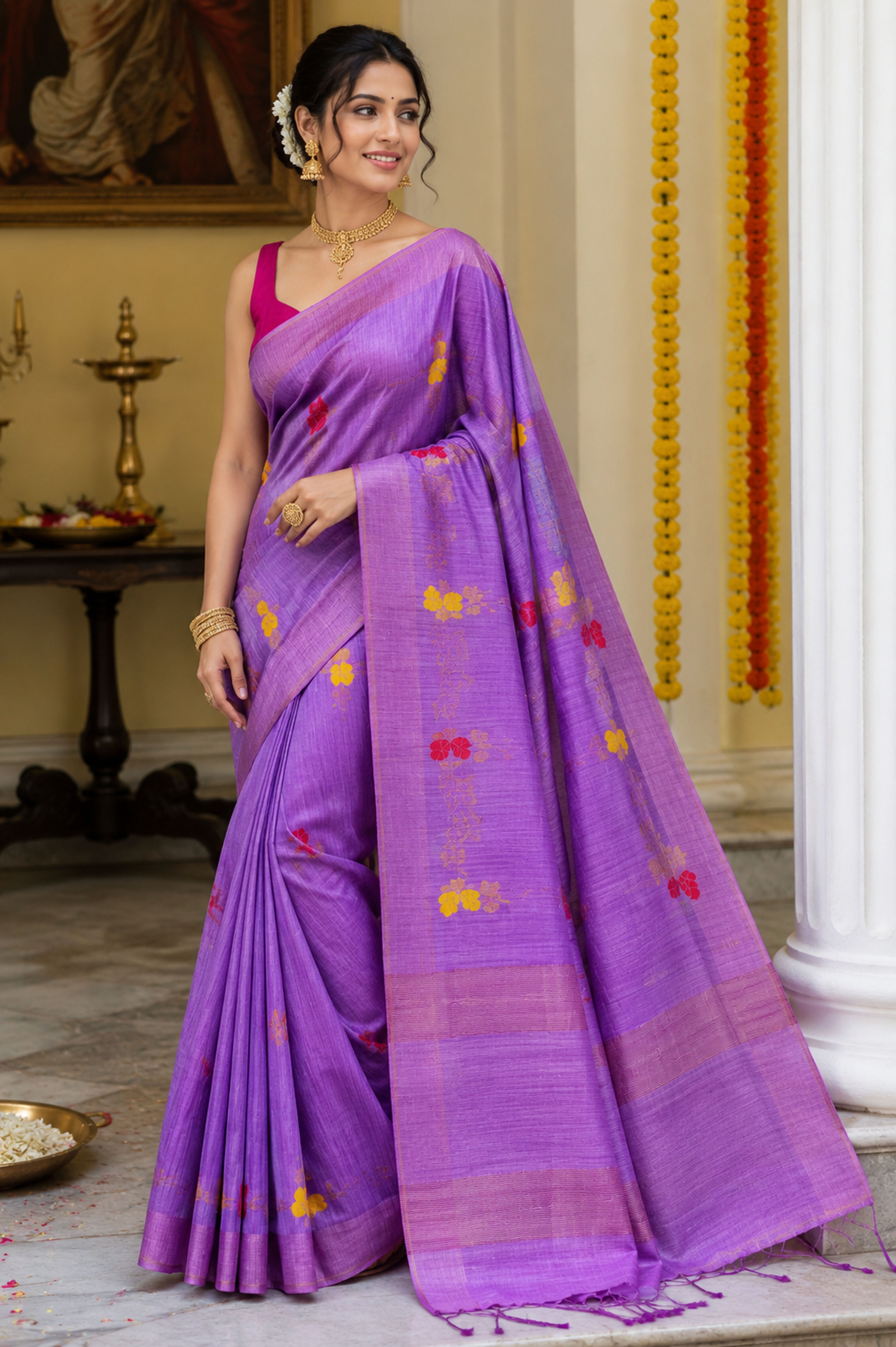 Women's Pure Resham By Wash Matka Banarasi Saree with Blouse Piece | Premium Handloom Ethnic Wear