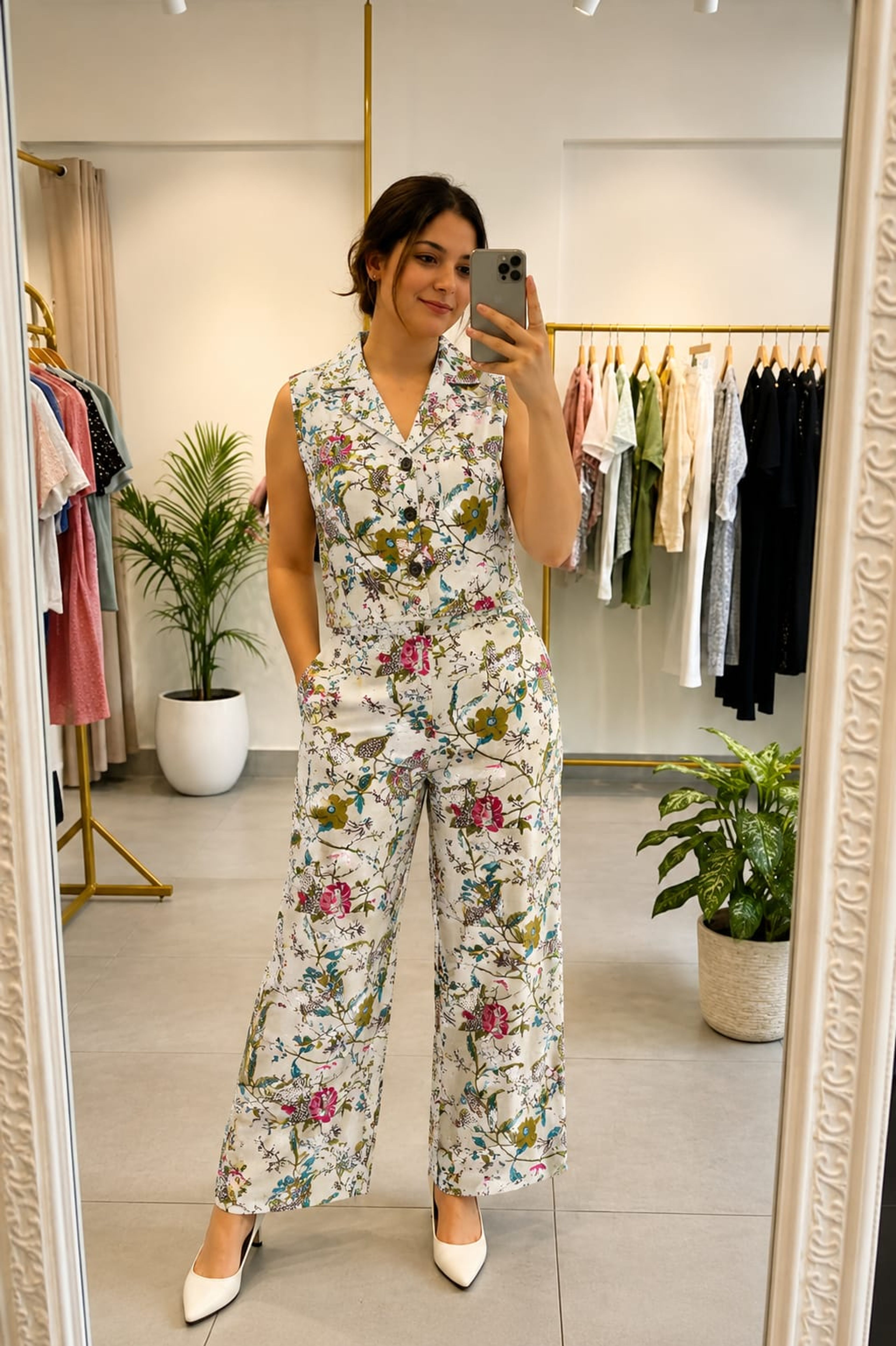 Pink Floral Pure Cotton Women's Co-ord Set — image 2