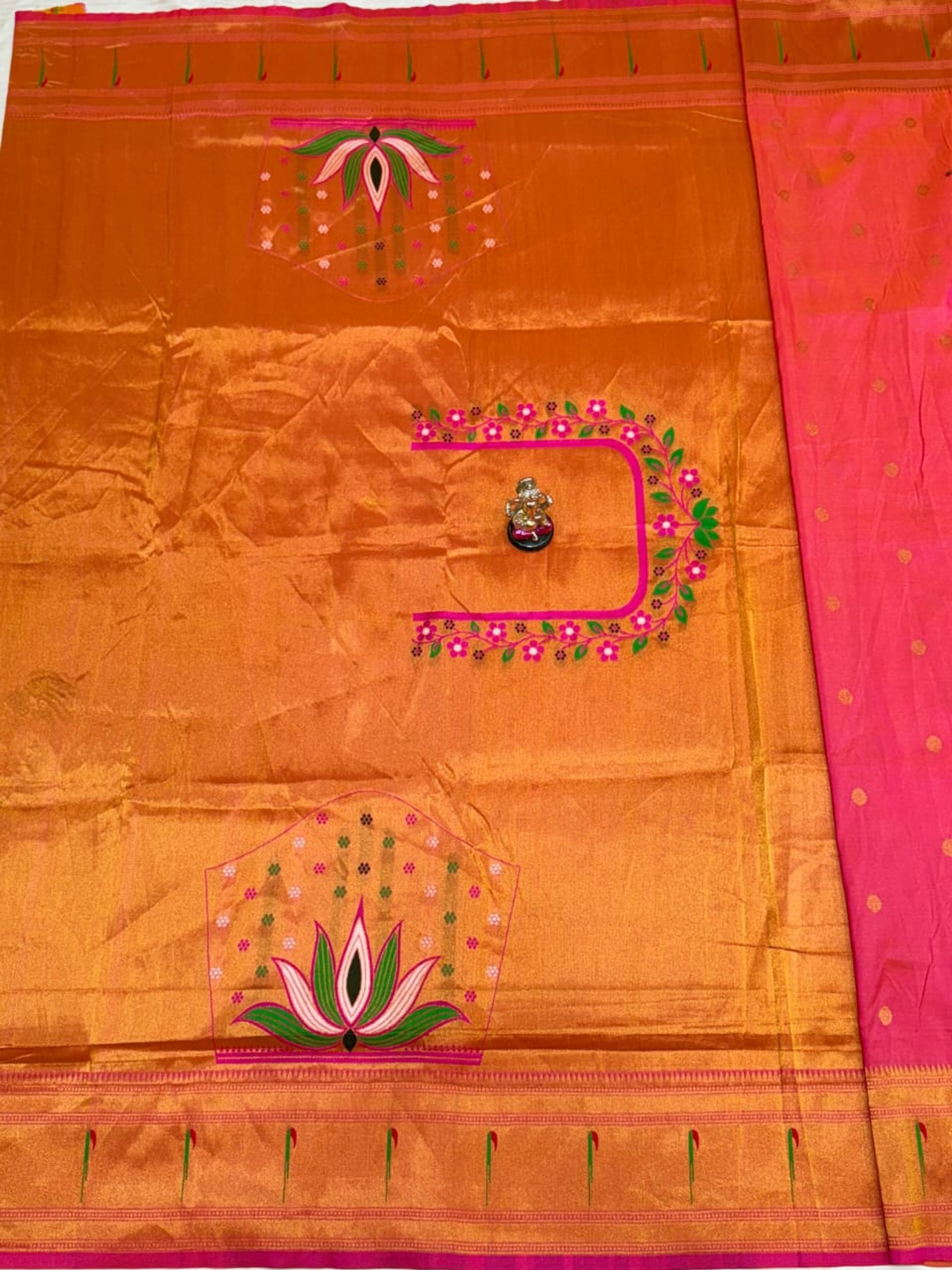 Purple Adi Shakti Paithani Silk Saree with Butta Pallu — image 9