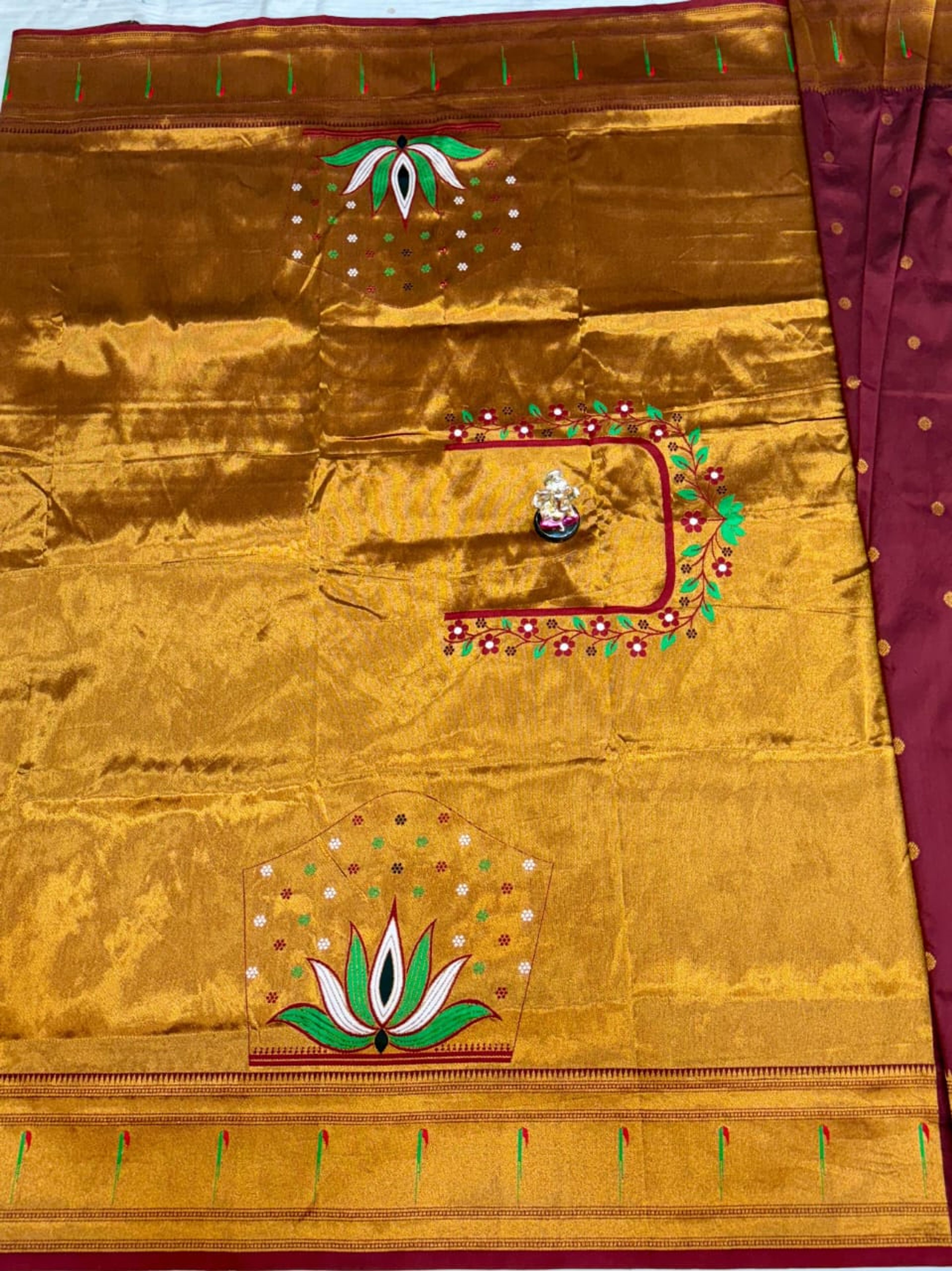 Purple Adi Shakti Paithani Silk Saree with Butta Pallu — image 12