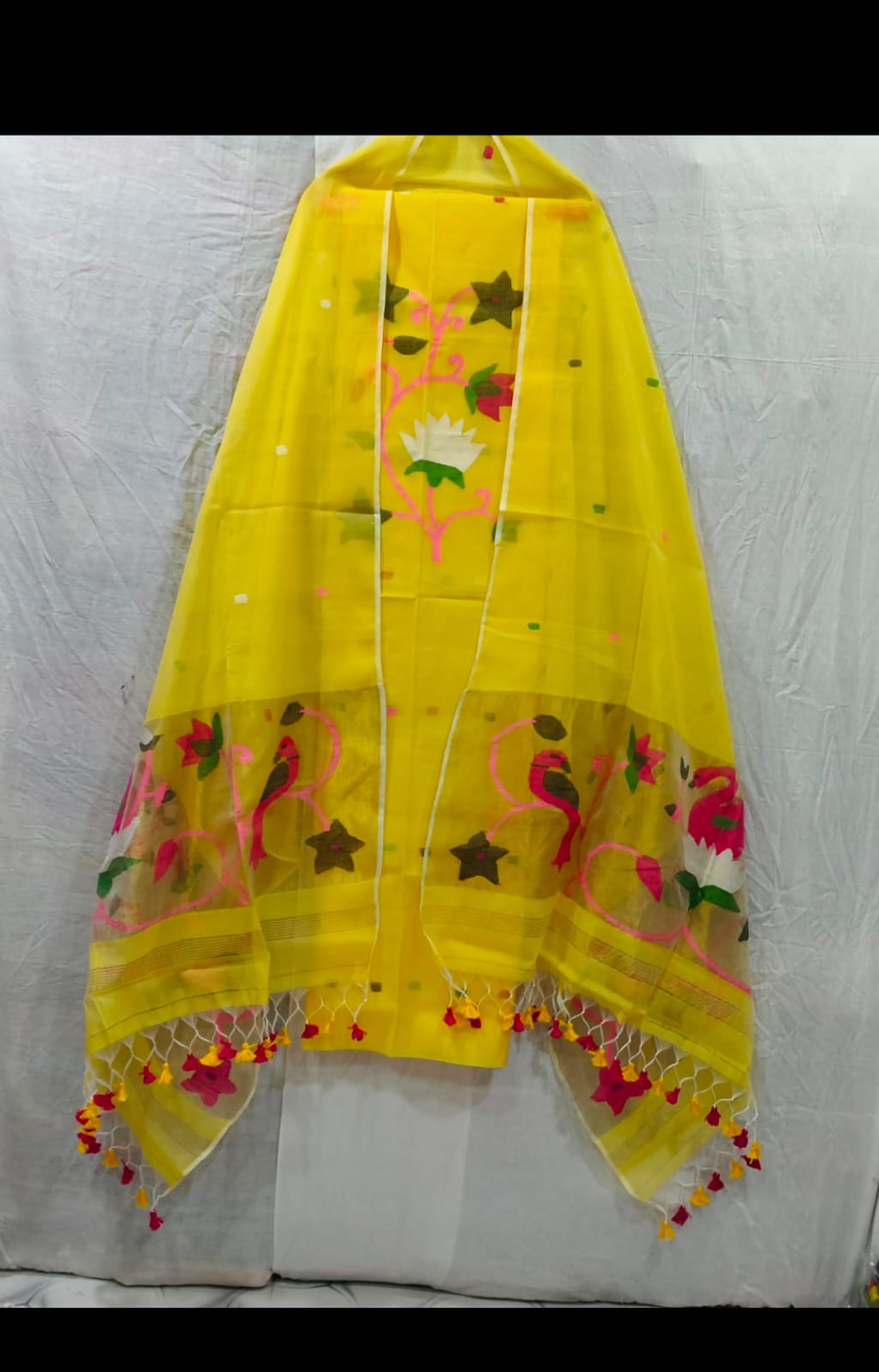 Resham Jamdani Suit Piece – Purple with Floral Motif, Multi Color — image 16