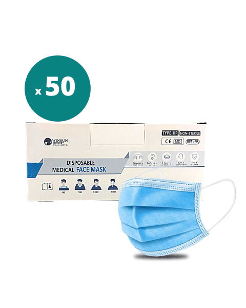 Type IIR 3Ply Face Masks - EN 14683 (50 masks) 