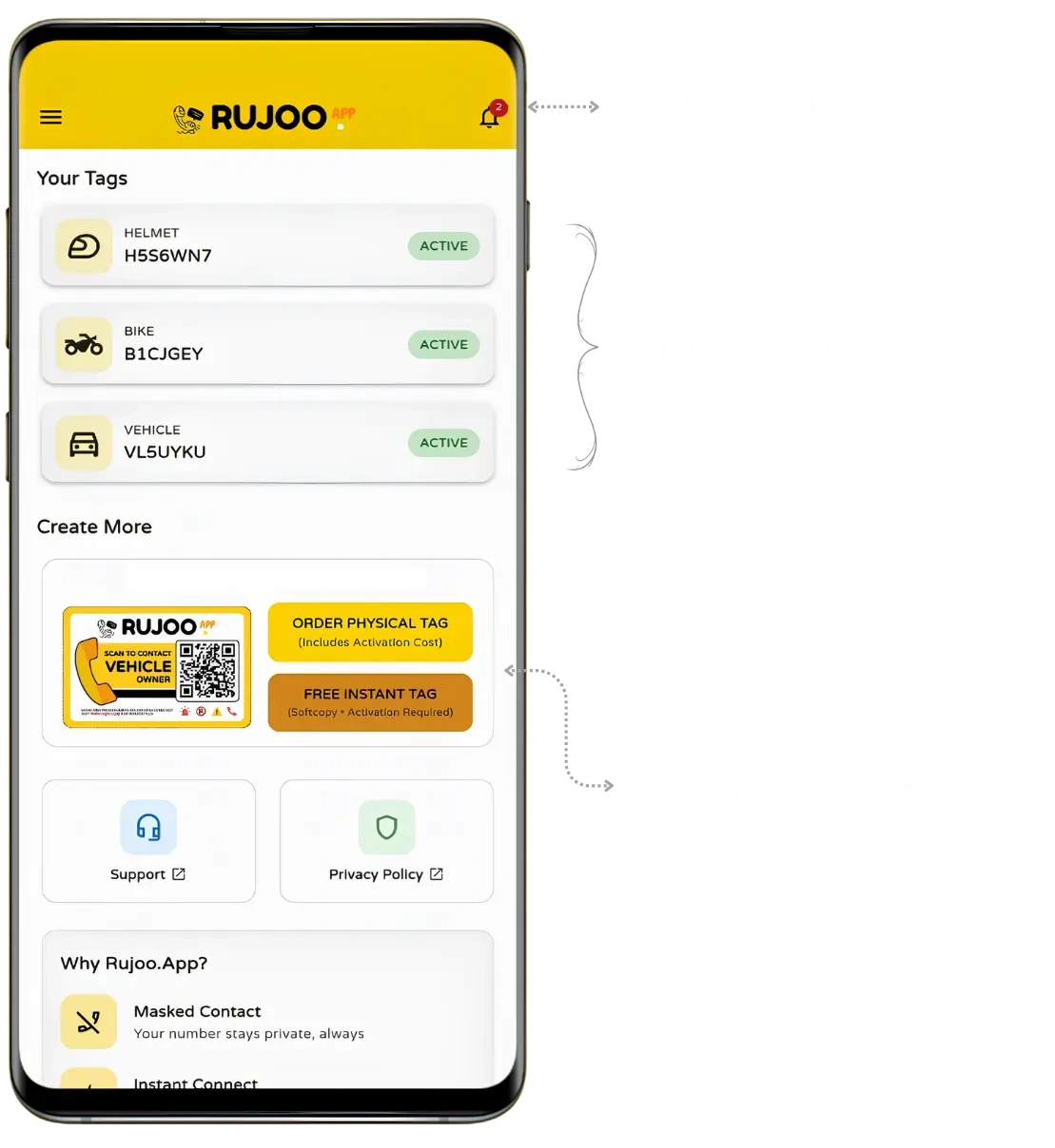 Rujoo app main menu