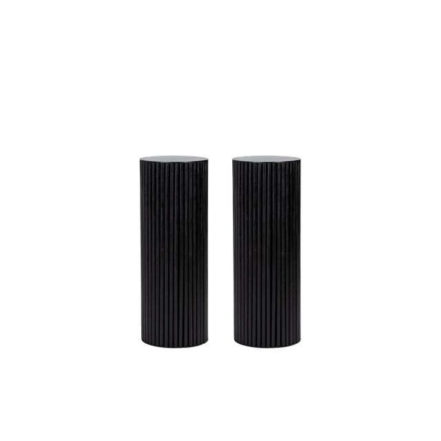pair of 40" black textured pedestals with round top and base