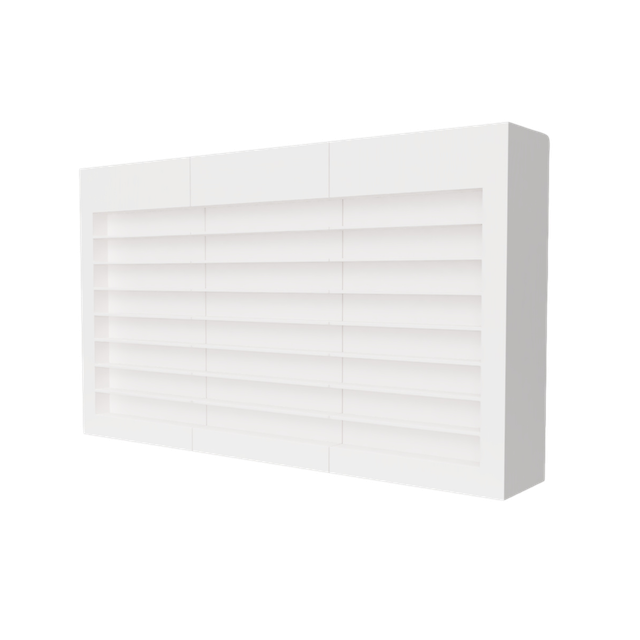 white display wall with white shelves on white background
