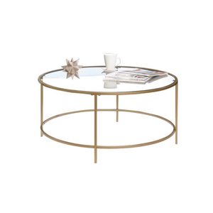 round gold and glass coffee table 