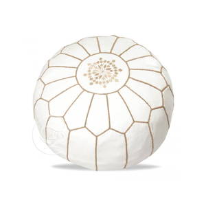 white leather pouf 