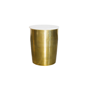 gold round end table with marble top