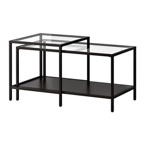 black and glass nesting coffee table 