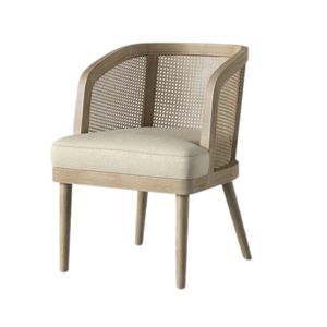 round tan chair with cane back