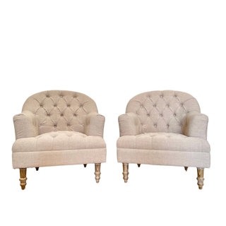 Cream Tufted Arm Chair Beige