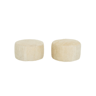Cream sheepskin ottoman set