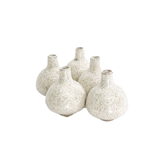 Set of cream speckled bud vases
