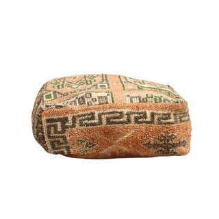 Peach and beige moroccan pouf