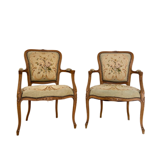 French styling antique needlepoint chairs