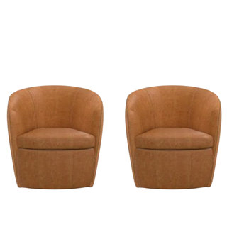 Carmel leather modern swivel chair with stiched detail. 