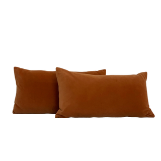 Rust Velvet lumbar pillows