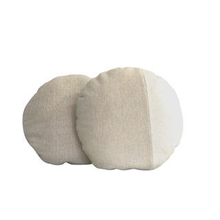 Thick hemp circular pillows in oatmeal and cream