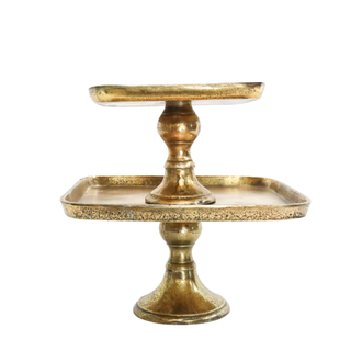 Square gold cake stand set