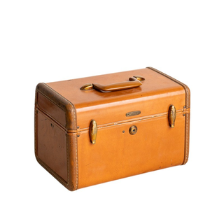 Vintage camel colored train case