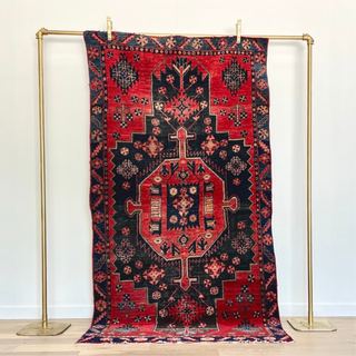 Red and deep blue turkish style rug