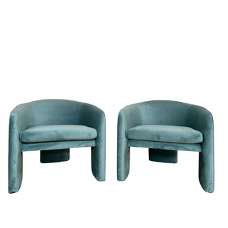 Blue velvet vintage styled modern chairs