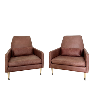 Cocoa brown modern leather club chairs