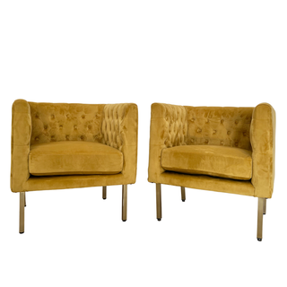 Golden velvet club chairs