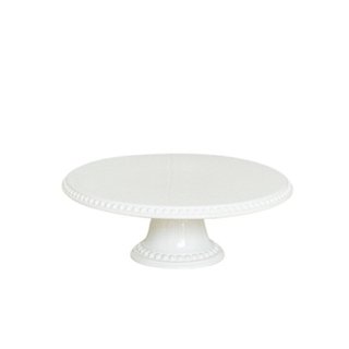 White cake stand with dotted edge and base