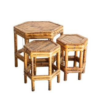 Set of 3 vintage bamboo risers