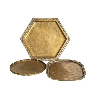 Set of authentic vintage brass trays