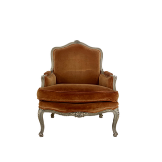 Vintage pumpkin orange velvet chair 