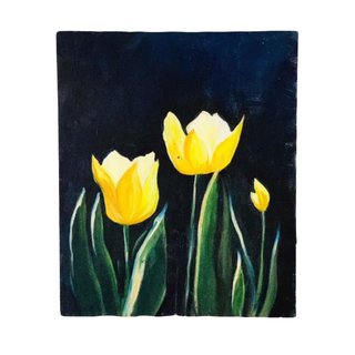 Vintage modern yellow tulip art on canvas