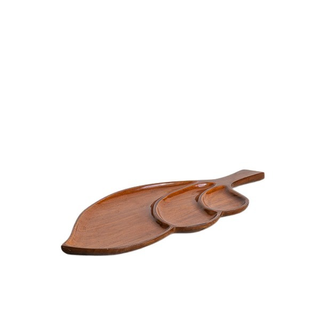 Vintage wood leaf divided tray