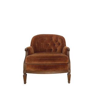 Vintage amber velvet tufted back chair