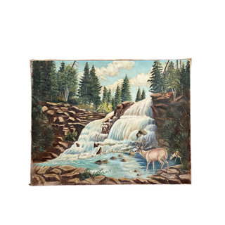 Vintage waterfall painting art