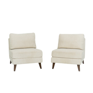 Mid-Century Slipper Chair Linen Cream