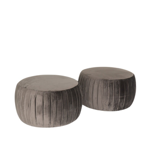 Dark grey velvet pleated ottoman