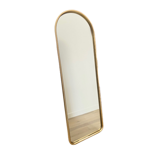Free standing brass floor mirror