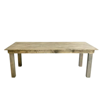 Handmade farm tables with clean lines and signature grey wash stain