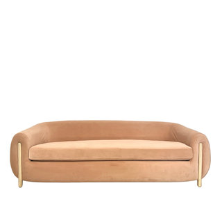 Peachy pink velvet modern sofa