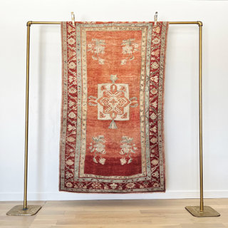 Blue cream and red vintage rug