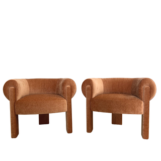 Peach orange velvet chairs